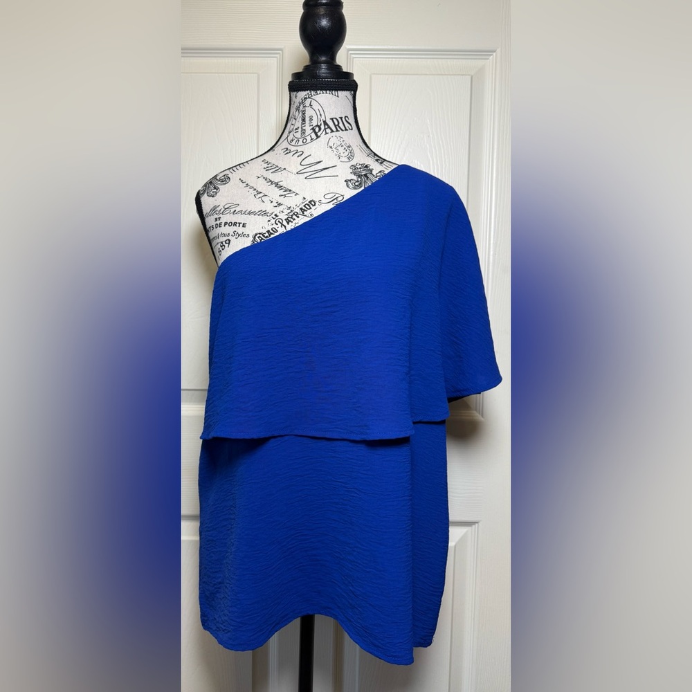 JODIFL Royal Blue Asymmetrical Blouse